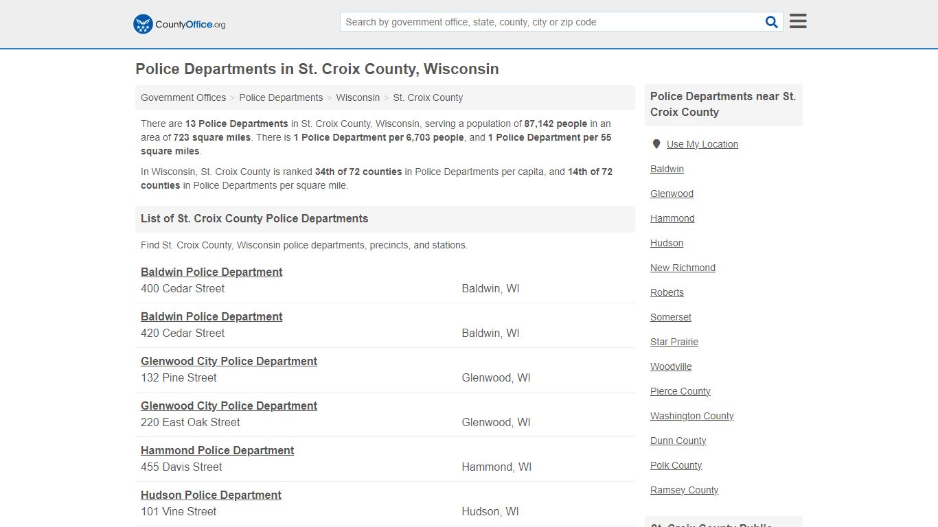 St. Croix County, WI (Arrest Records & Police Logs) - County Office